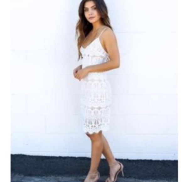 Worn Once! Vici White Lace BodyCon Midi Dress